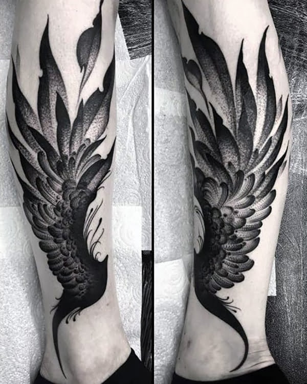 Detailed Wings Coming from the Ankles ankle tattoo designs for Various Skin Tones