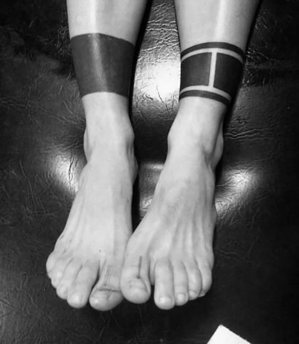 Solid and Broken Up Black Bands ankle tattoos