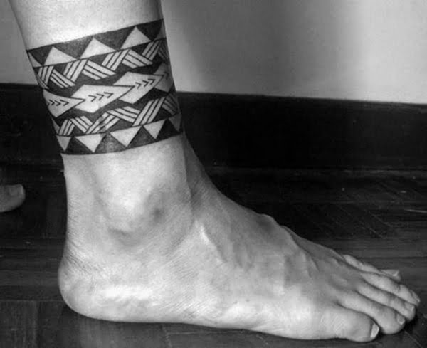 Band Made of Multiple Patterns in Black ankle tattoos for women