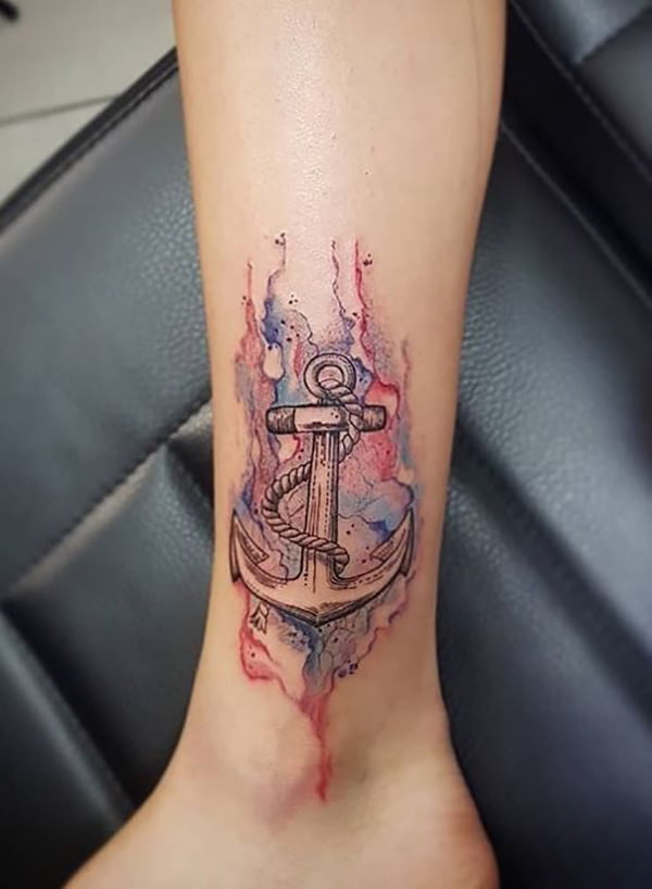 Anchor Surrounded by Red and Blue