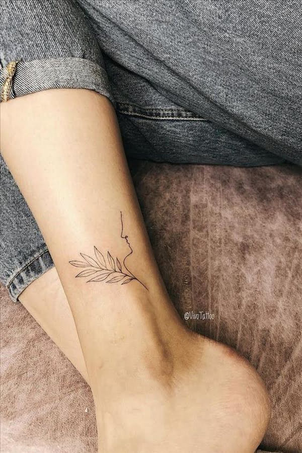 Single Line and Branch Ankle Tattoos