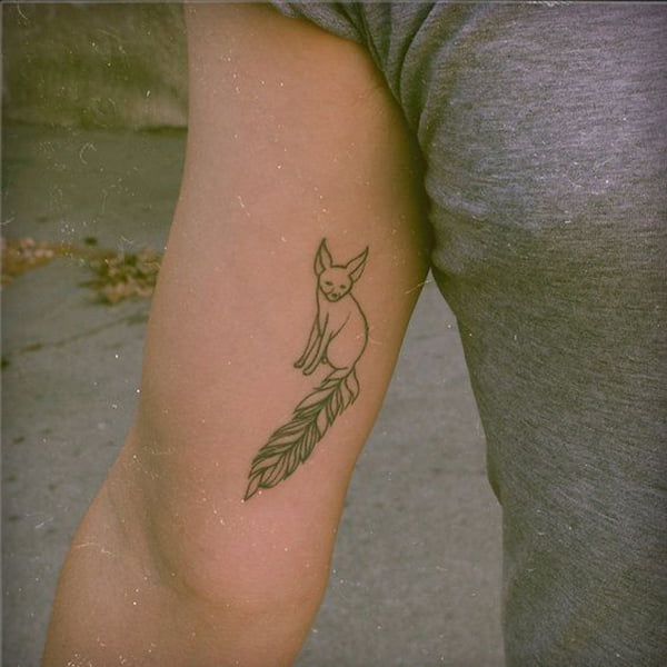 Simple Line Art of Fennec Fox Best Inner Bicep Tattoos for Men