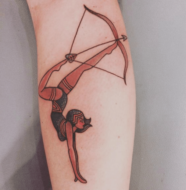 Art Deco Contortionist Tattoo Pinup Archer Arrow Tattoo