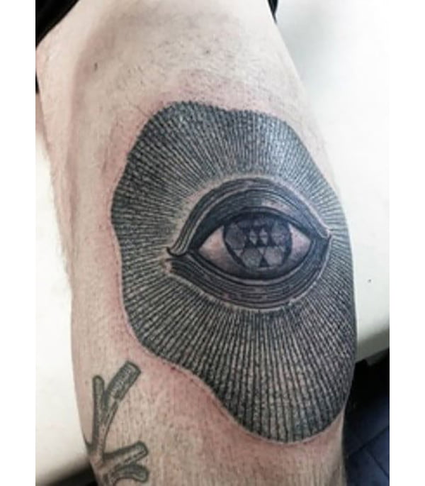 Eye Tattoo with Unique Pupil and Rays Elbow Tattoos