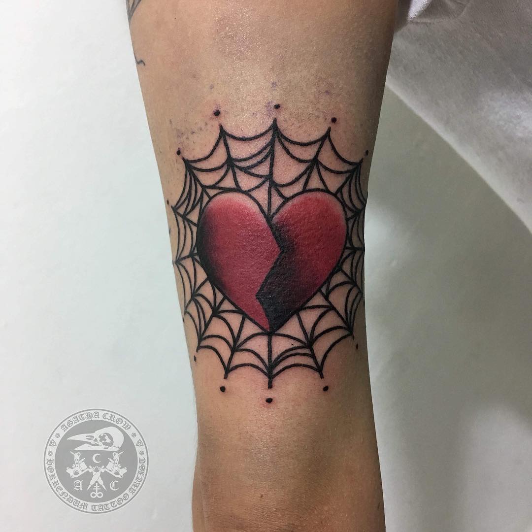 Bow Heart Elbow Tattoo