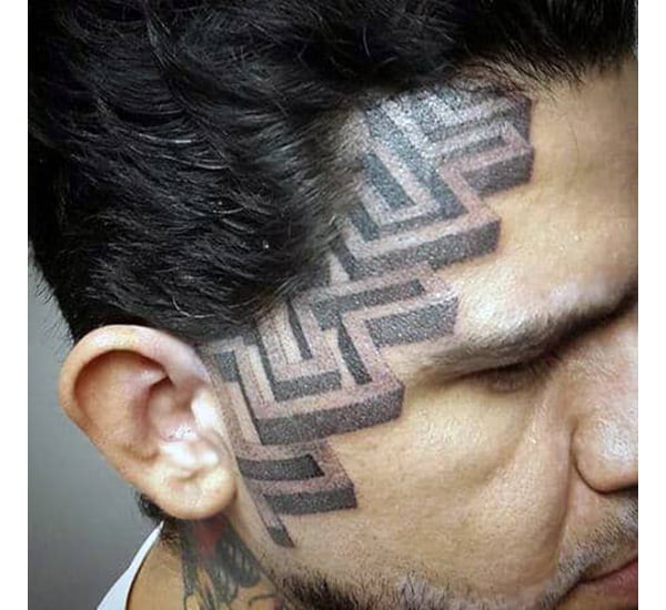 3D Hidden End Maze Face Tattoos
