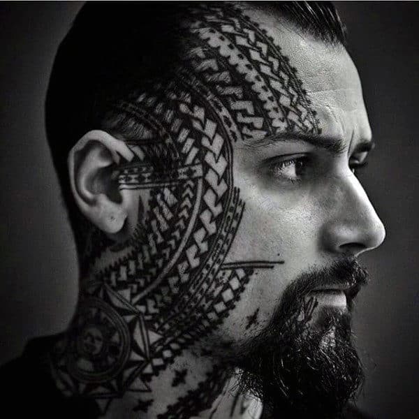 Tribal Celtic Knot Lines Face Tattoos