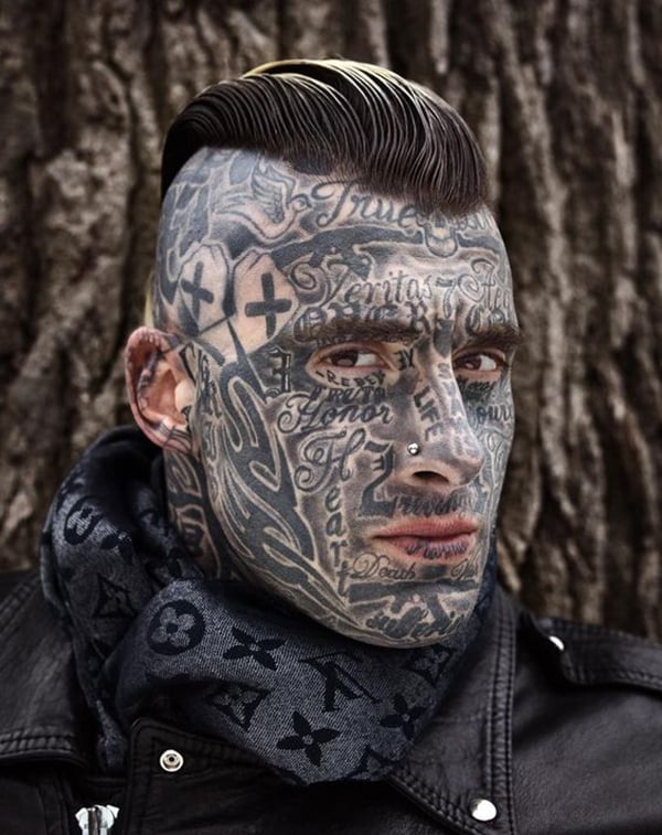 Words of Faith Gangster Face Tattoos