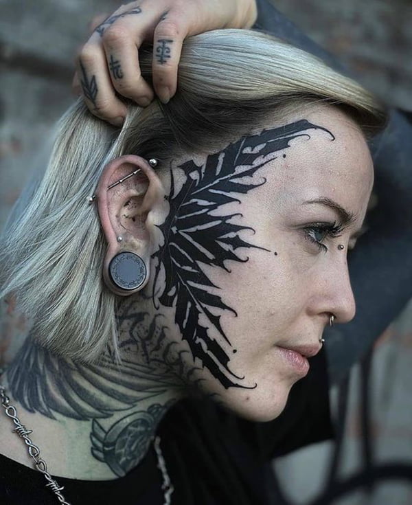 Gothic Harsh Lines Black Face Tattoos