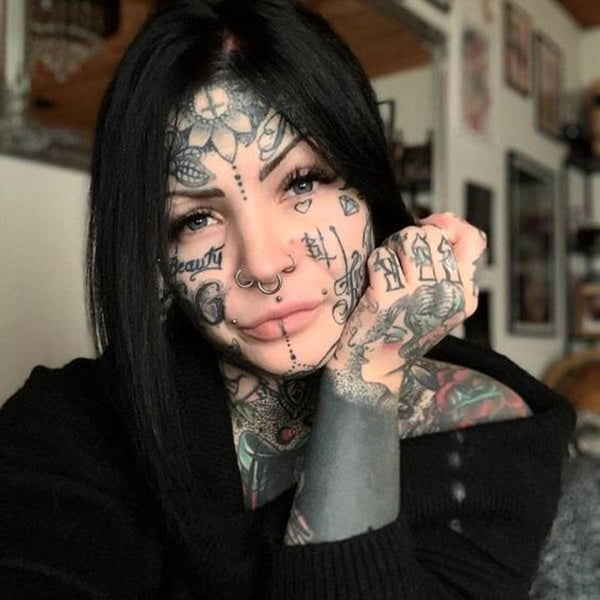 Floral Heart Diamond Beauty Face Tattoos