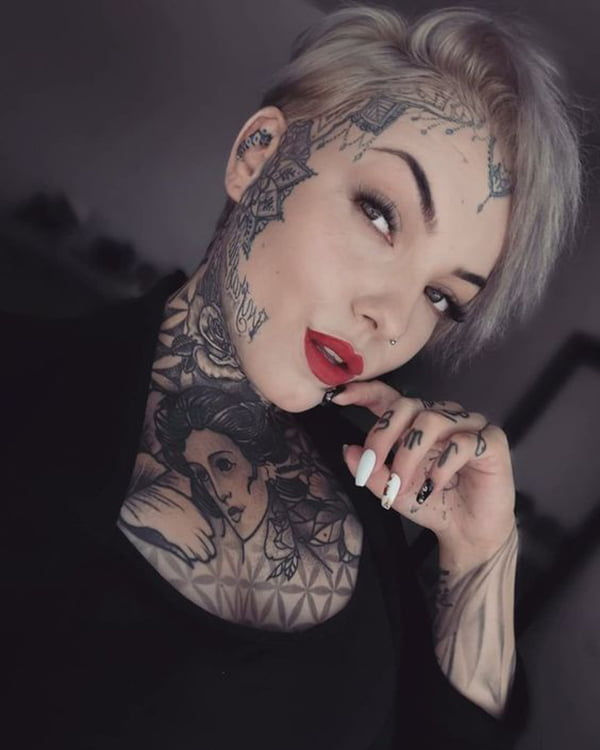 Henna Floral Face Framing Face Tattoo