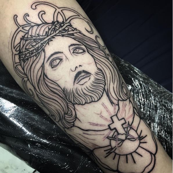 The Face of Jesus Christ Rising Up Faith Tattoos