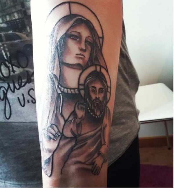 Mother Mary Overlooking Her Beloved Son Faith Tattoos for Christian Faith