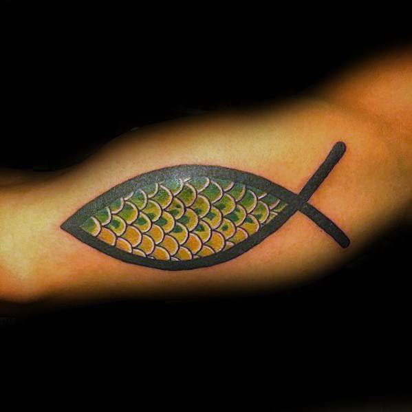 Green Scaled Fish Peace Faith Tattoos