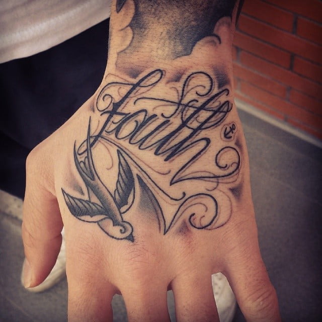 Flying Dove Faith Hand Faith Tattoos