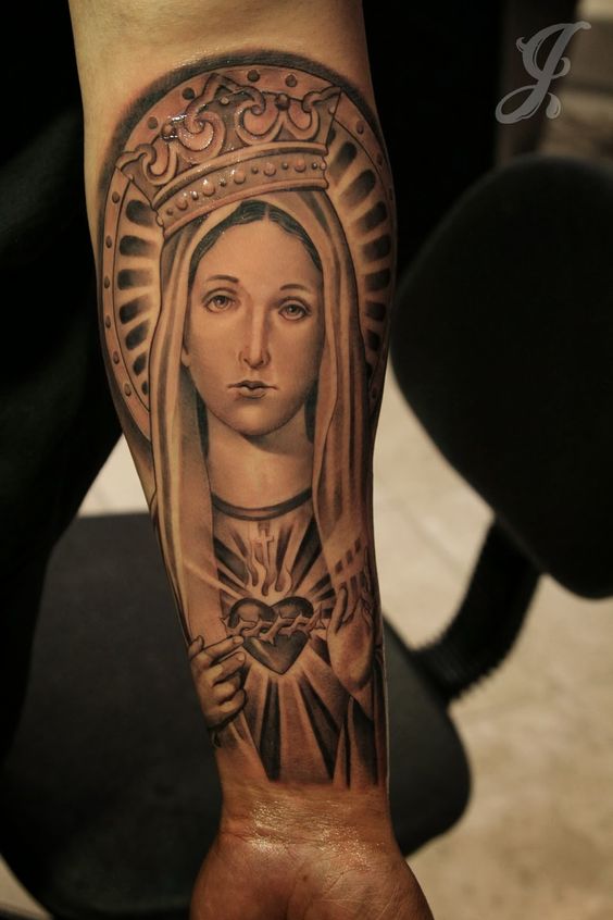 Mother Mary and Faithful Symbols Faith Tattoos