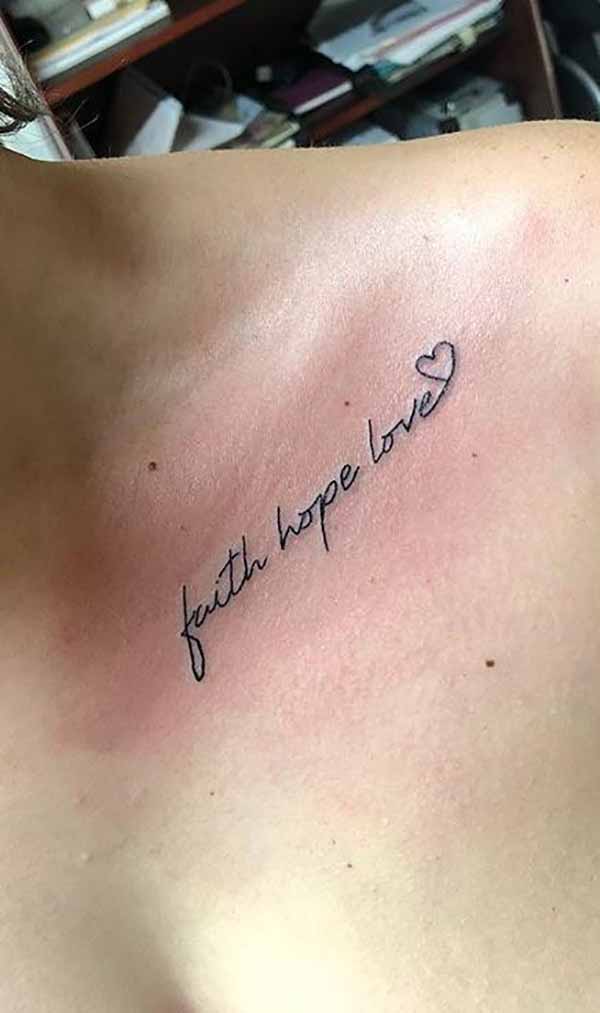 Heart Faith Love & Hope Collar Bone Faith Tattoos