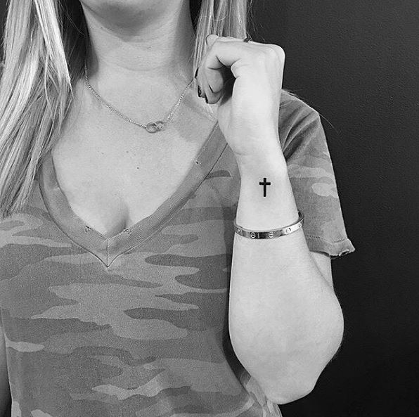 Small Solid Black Cross Tattoo, Faith Tattoos