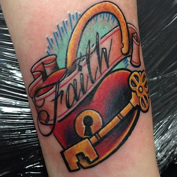 Faith Is the Lock And Key To Heart Tattoo, Faith Tattoos