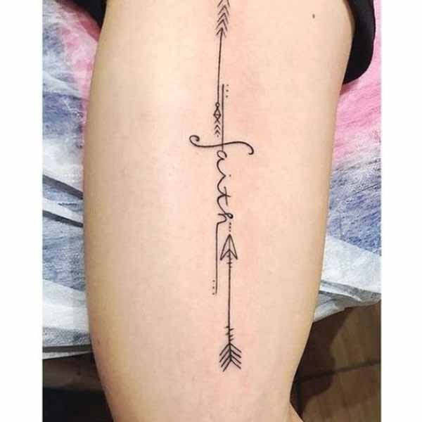 Arrow Directional Faith Word Tattoo
