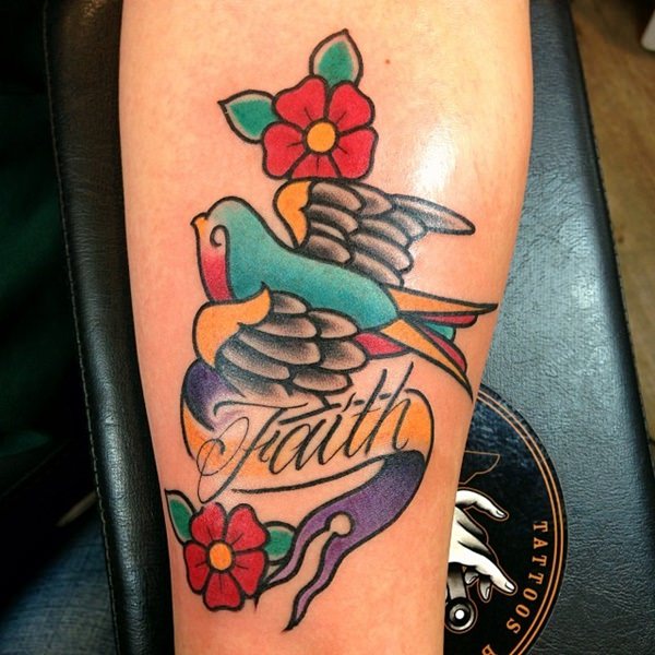 Colorful Dove Peace Faith Tattoo