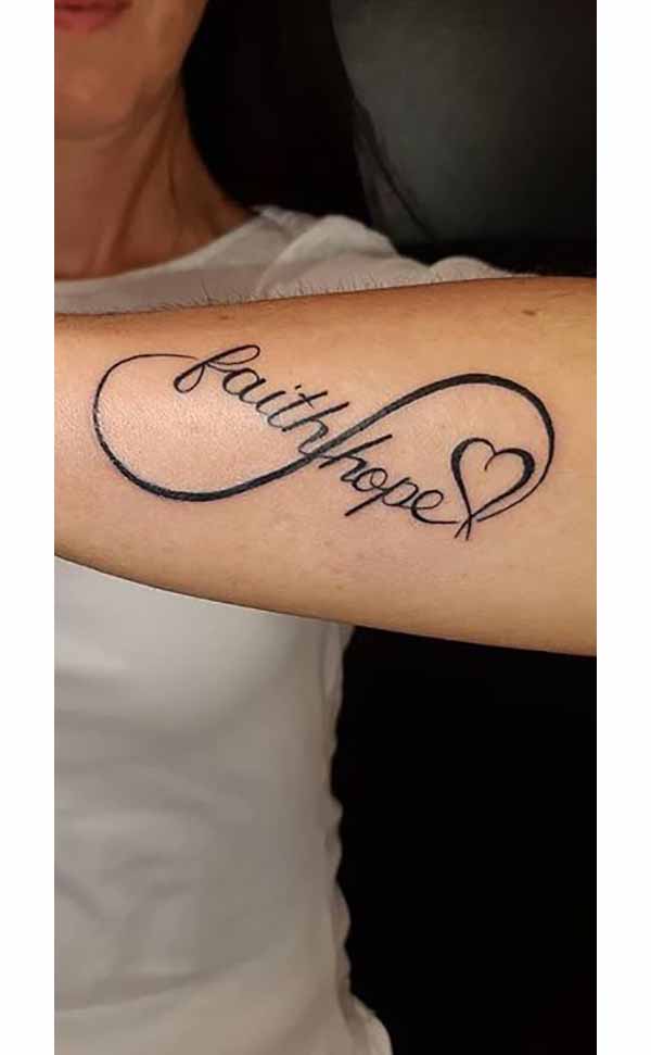 Infinity Faith Hope Love Forearm Tattoo Design