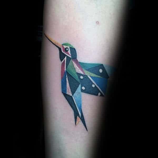 Art Deco Geometric Hummingbird Tattoo