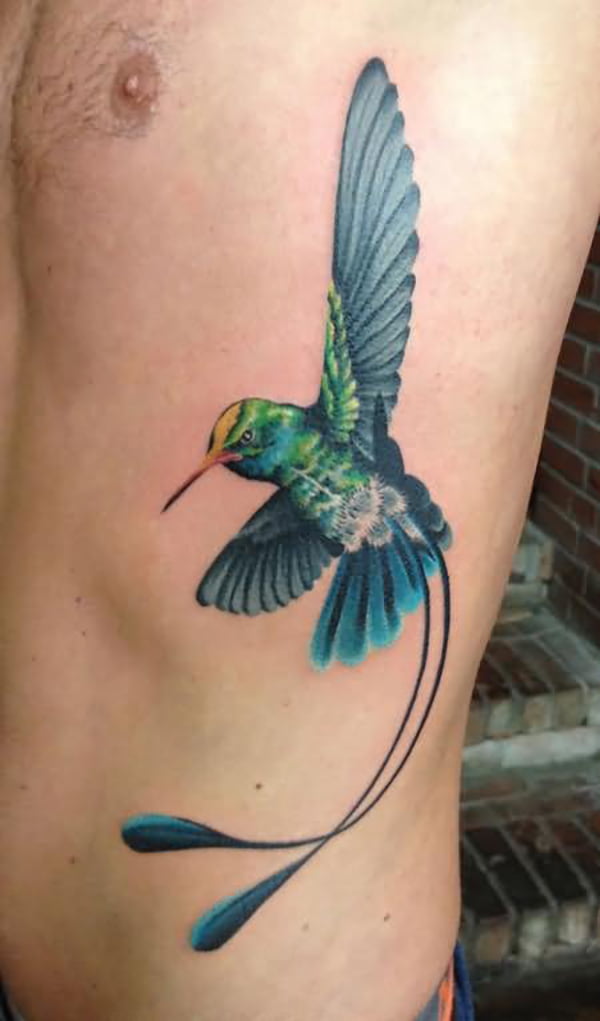 Peacock Palette Hummingbird Tattoo Design