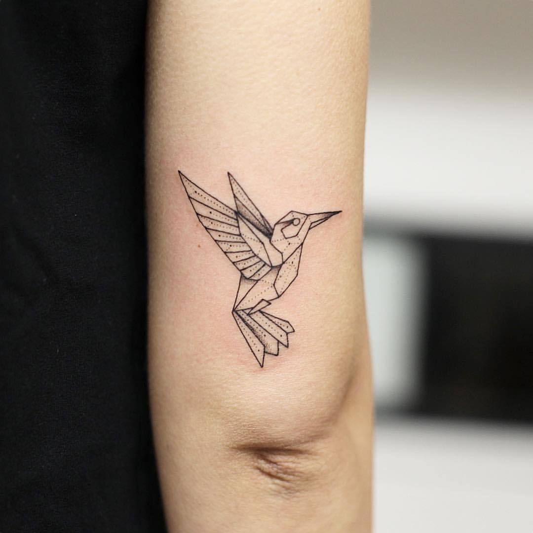 Geometric Hummingbird Tattoos Spirit with Dots and Lines