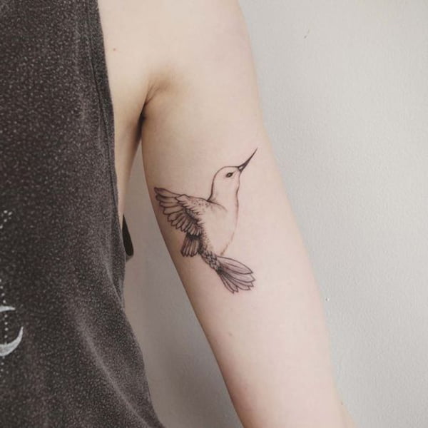 Black and White Cherubic Hummingbird Tattoos from Tattoo Artist