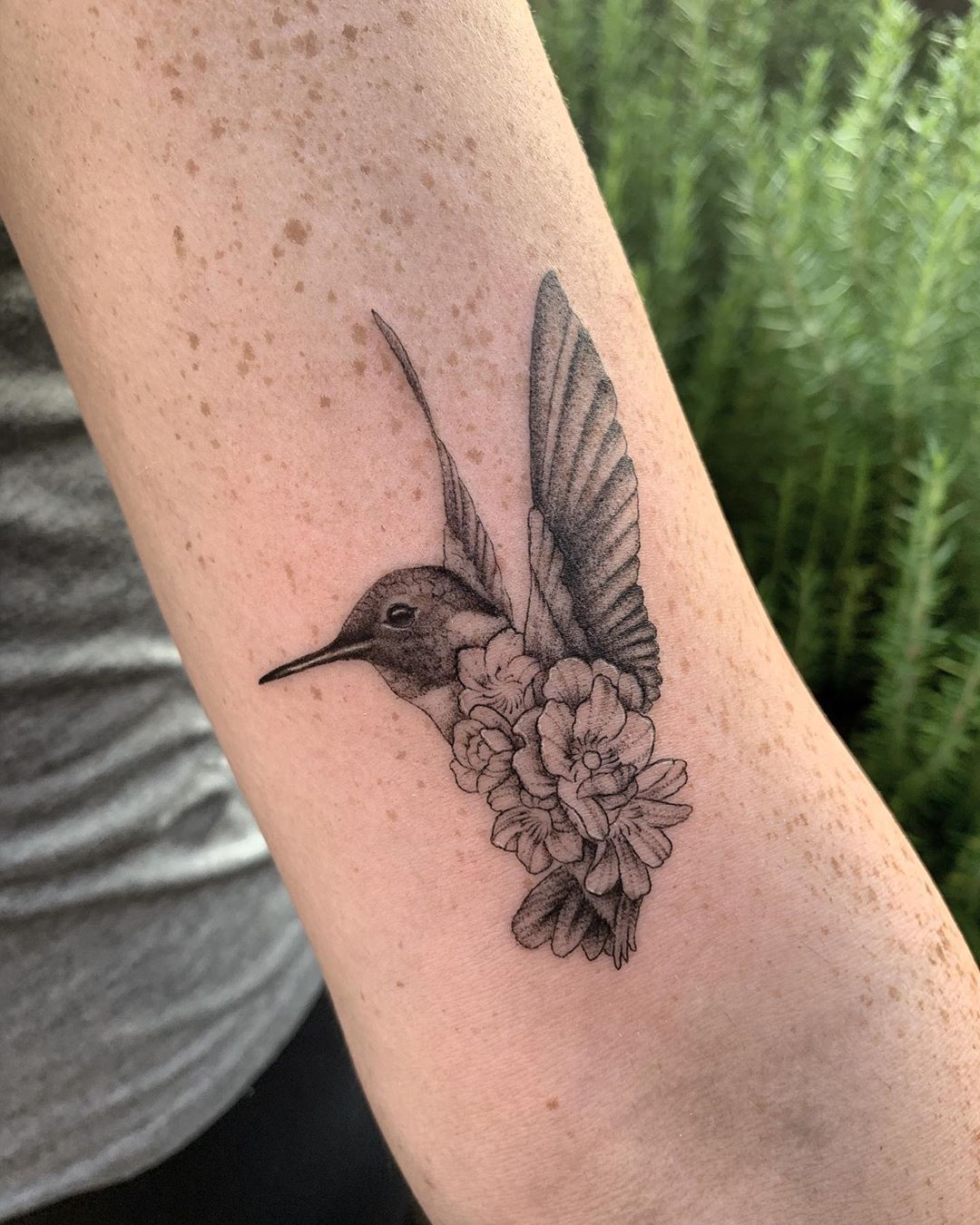 Hummingbird Tattoos with a Body Made of Flowers