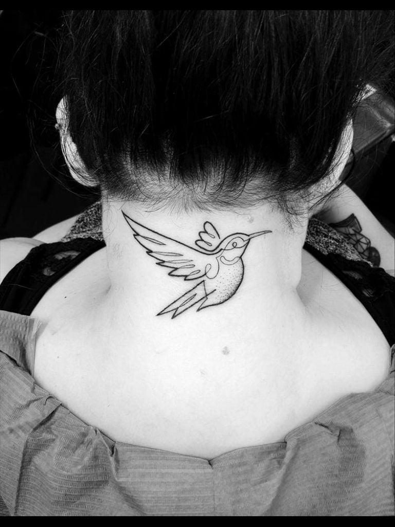 Adorable Single-Line Hummingbird Tattoos Design
