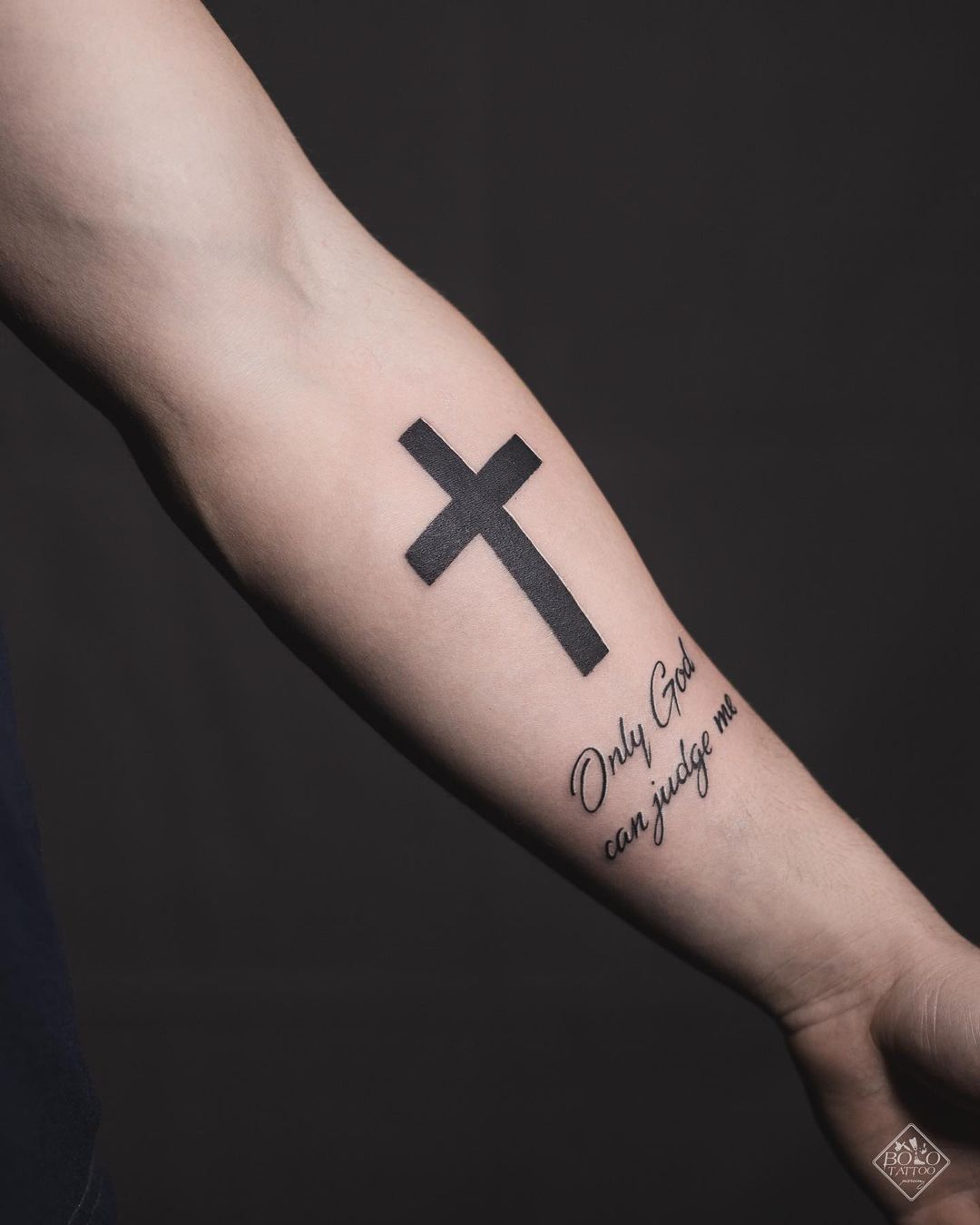 Black Cross Tattoo with Only God can Judge Me, Cross Tattoos