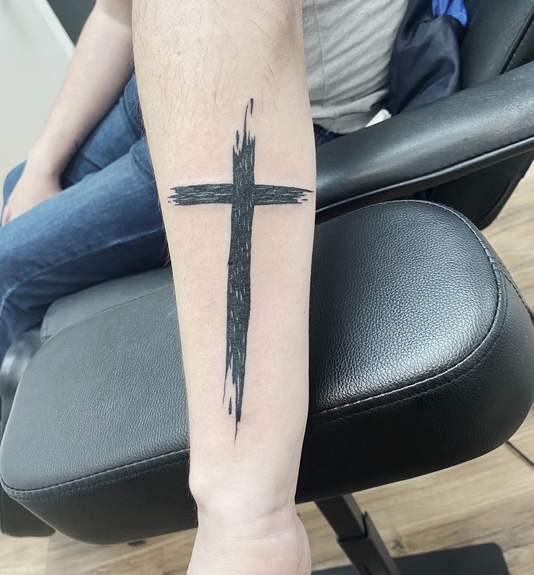 Rugged and Simple Faded Cross Tattoo, Cross Tattoos