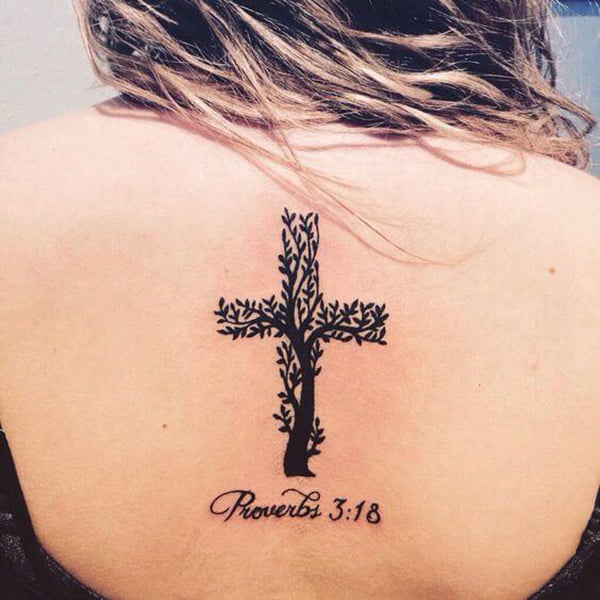 Cross Tattoos Idea: Tree of Life Tattoo with Proverbs Bible Verse