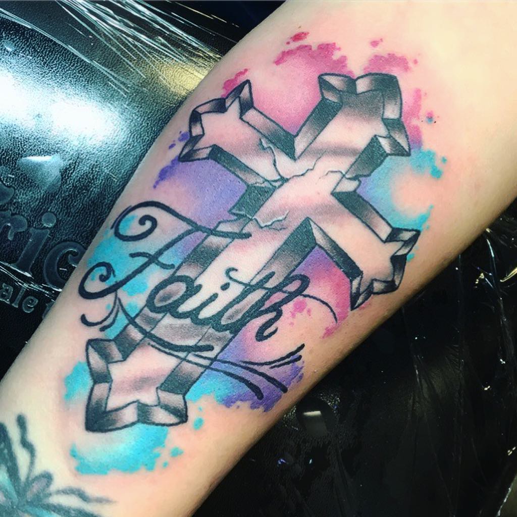 Cross Tattoos: Clouded Faith Cracked Cross Tattoo