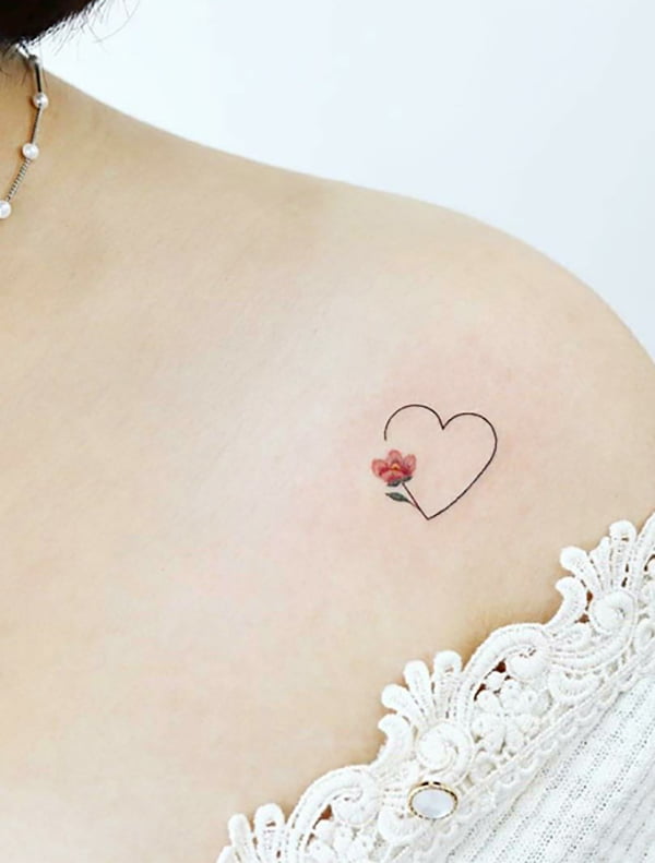 Love Grows Flower Heart Tattoo