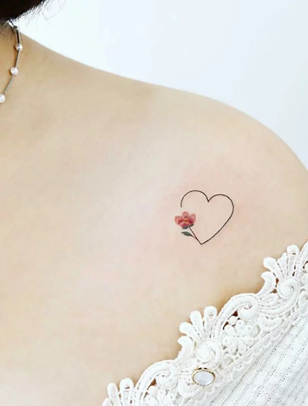 Love Grows Flower Heart Tattoo