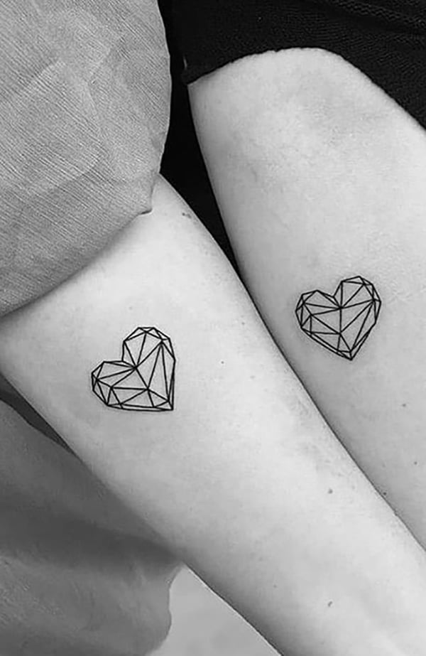 Dimensional Triangle Gem Heart Tattoo Look