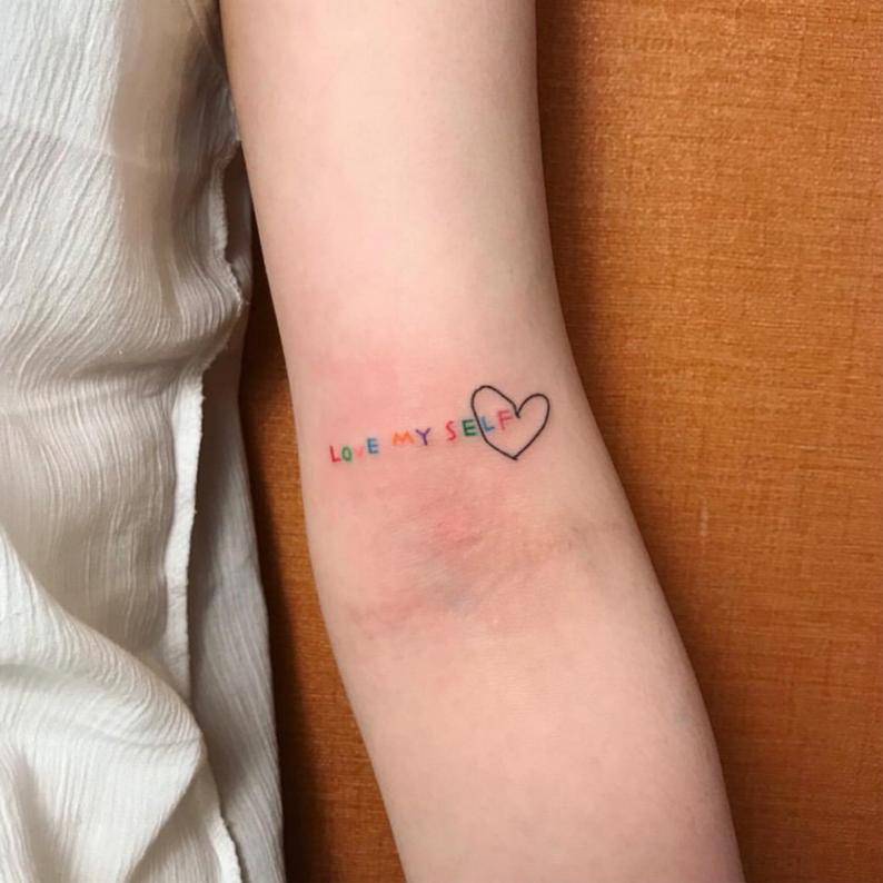 Kid Print Love Myself LGBTQ Love Tattoo Designs