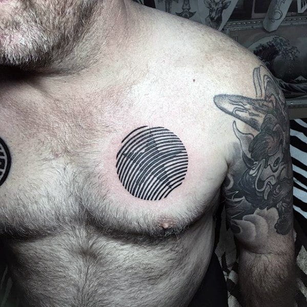 Tribal Star Tattoos Under Black Curved Lines