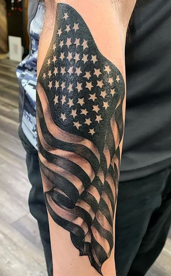 Black and White American Flag