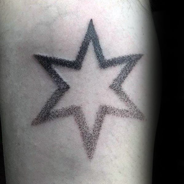 Six Pointed Star Tattoos with Fuzzy Outline