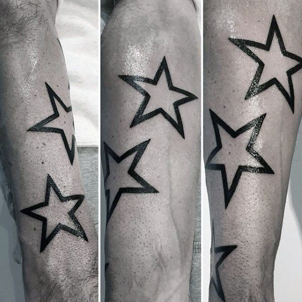 Three Star Tattoos Outlines on Forearm