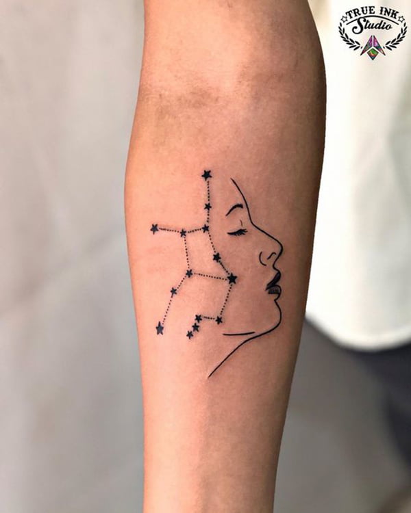 Constellation Shooting Star Tattoos Form Hair for Woman