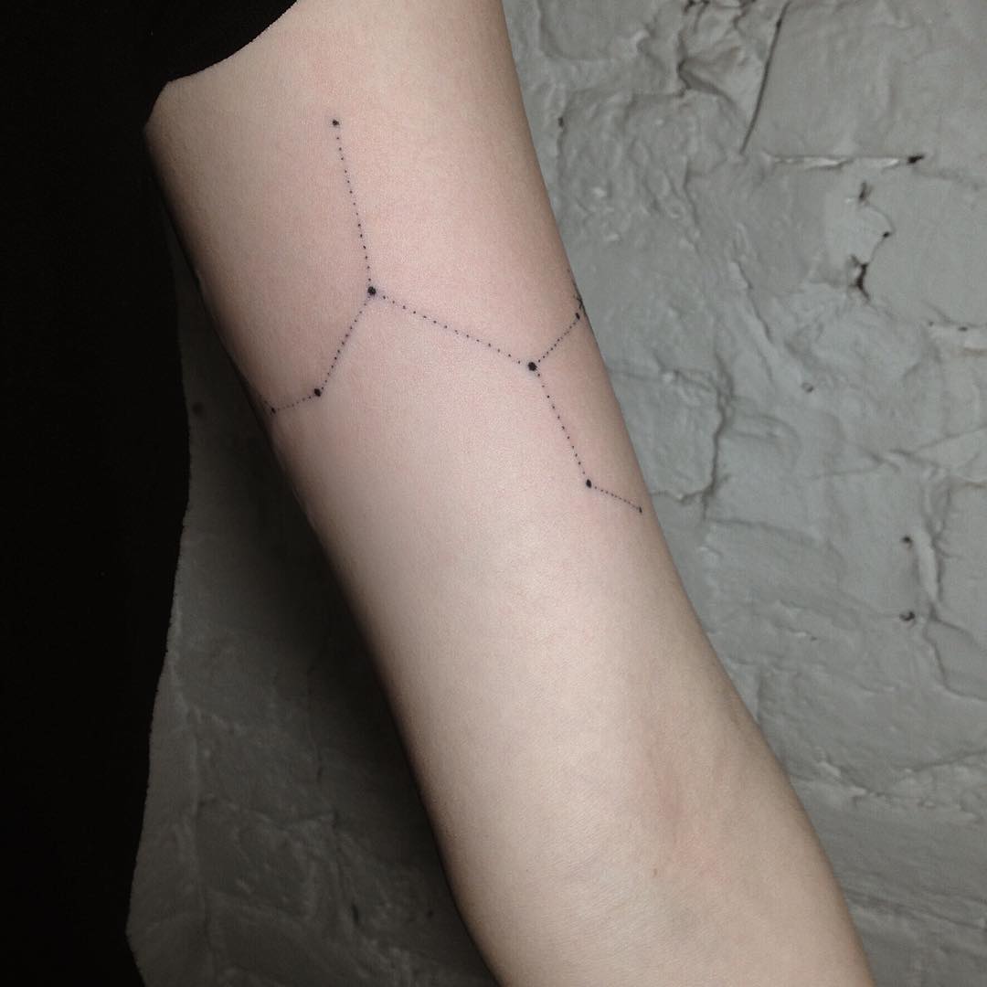 Simple Constellation Shooting Star Tattoos on a Forearm