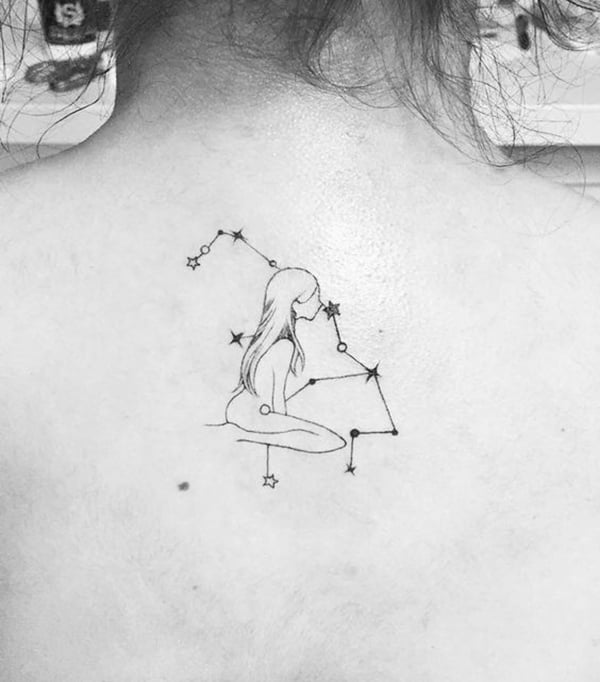 Outline of a Woman and Constellation Star Tattoos for Men and Women