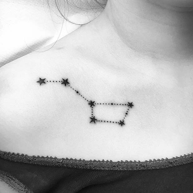 Big Dipper Constellation Shooting Star Tattoos on Collarbone