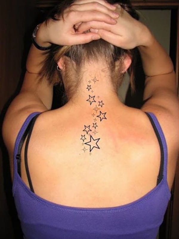 Trail of Four and Five-Pointed North Star Tattoos for Men and Women