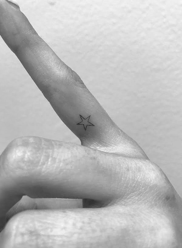 Tiny Star Tattoos Outline on a Finger for Men and Women